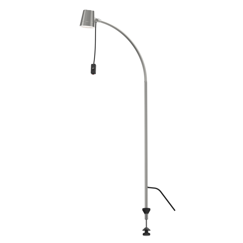 LED LAMPA NA ČTENÍ, STŘÍBRNÁ dlouhá verze s univerzálním adaptérem